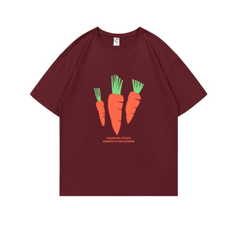 Loose short-sleeved T-shirt (S-4XL burgundy) [Please contact customer service to confirm the shipping size after placing an order] 