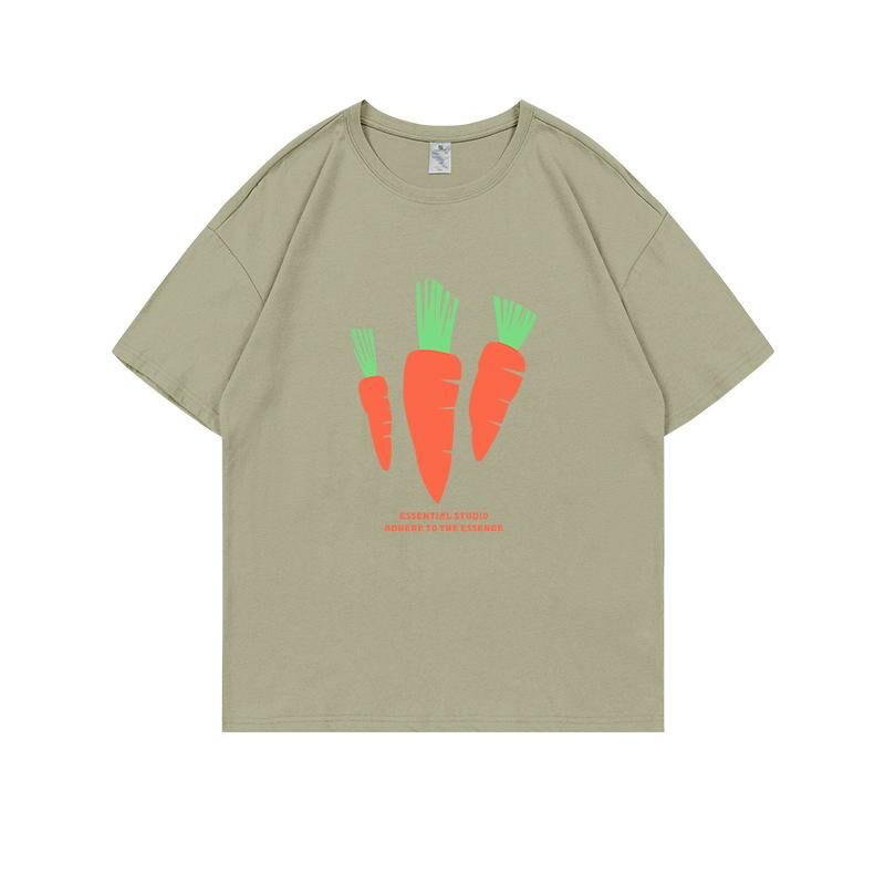 Loose short-sleeved T-shirt (S-4XL camel green) [After placing an order, please contact customer service to confirm the shipping size] 