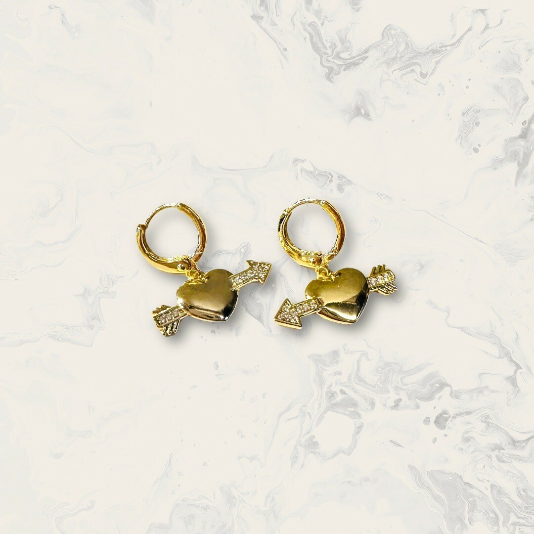 韓國直送-鋼針 易扣 吊線鋯箭矢穿心 鍍14K