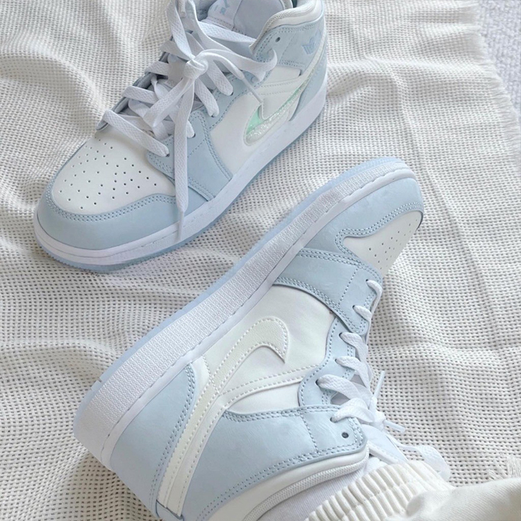 Air Jordan 1 Mid GS 冰雪奇緣 流沙 炫彩 勾勾  FQ9117-400