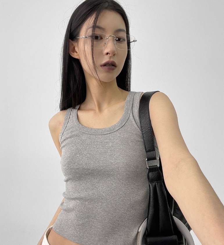 韓國 學院風 時尚 流線 銀邊 無框 眼鏡