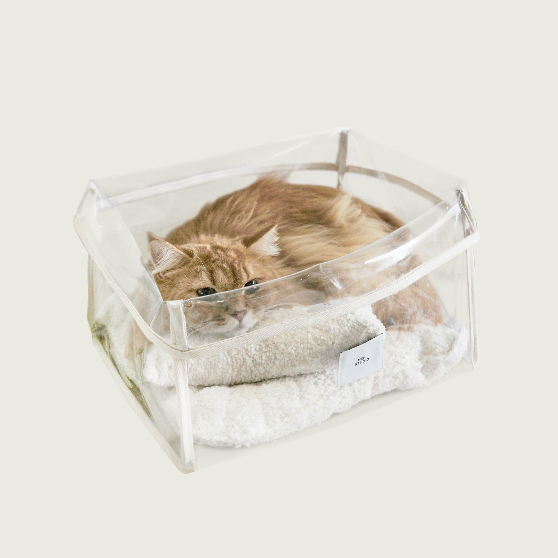 moustudio  | 透明貓窩 坐墊款-白色