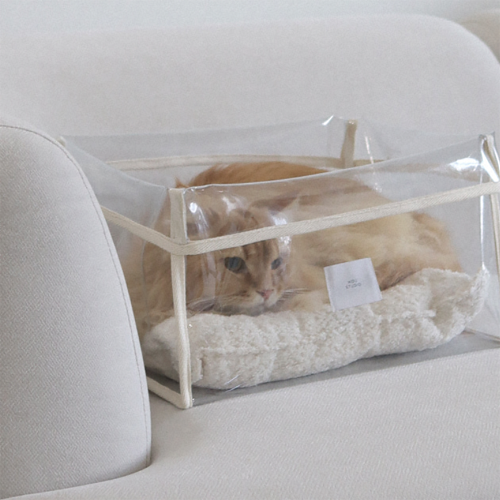 moustudio  | 透明貓窩 坐墊款-白色