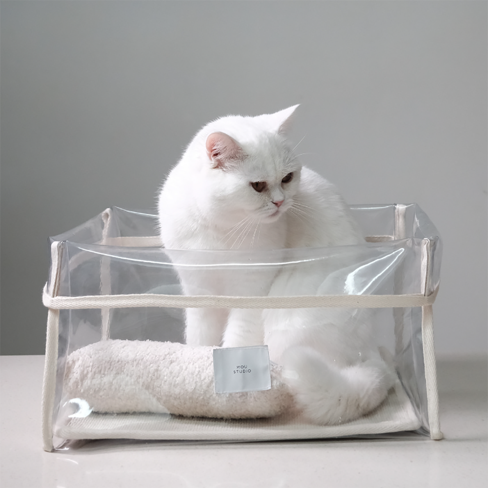 moustudio  | 透明貓窩 抓墊款-白色