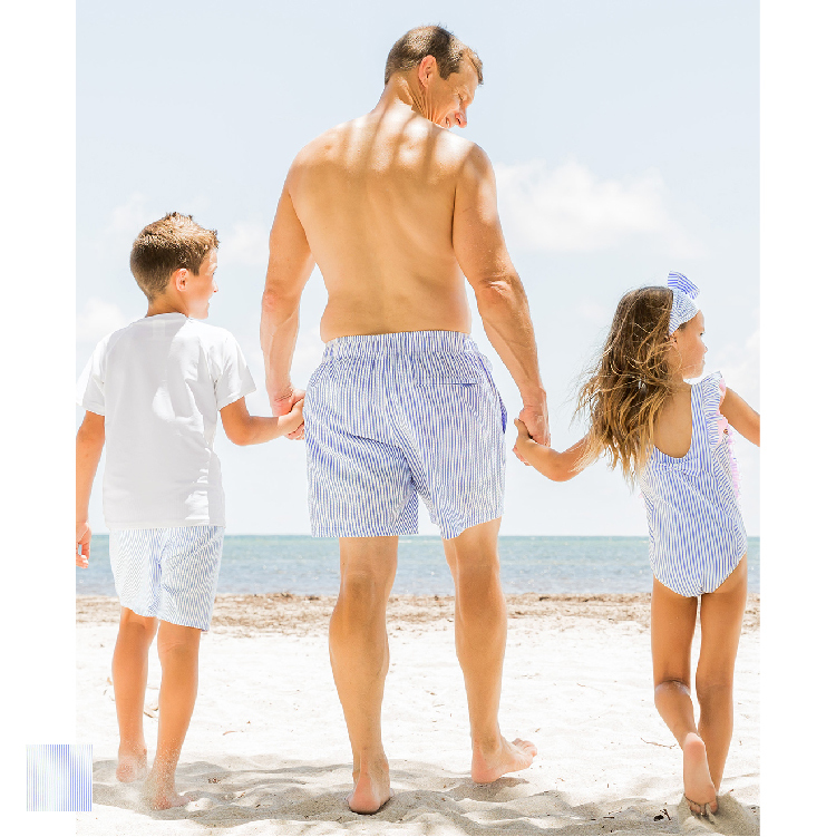 🔥2024新款🔥美國Ruffle Butts - 長春花藍條紋 男士泳褲