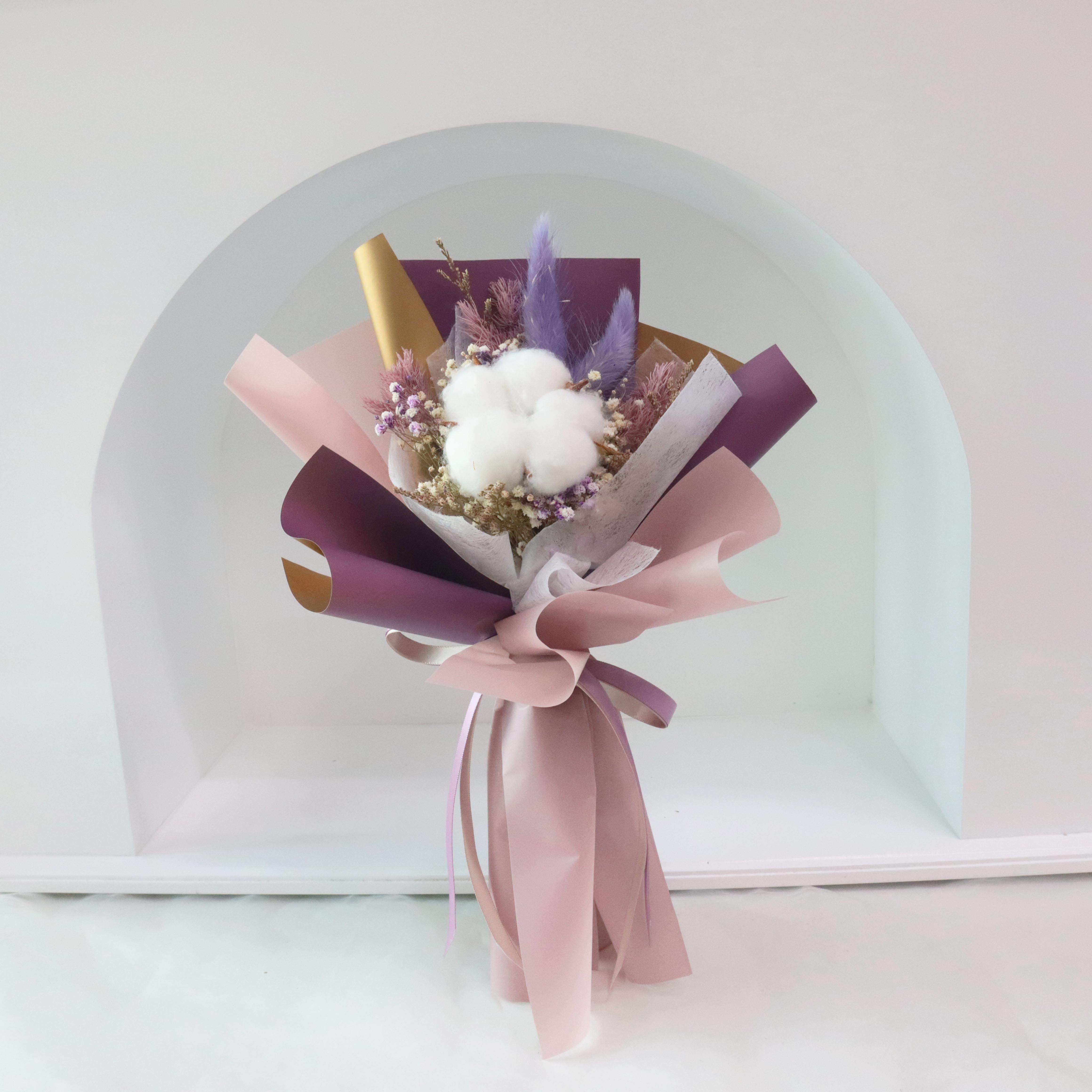 畢業花束|紫色棉花花束|單支棉花花束|畢業禮物|