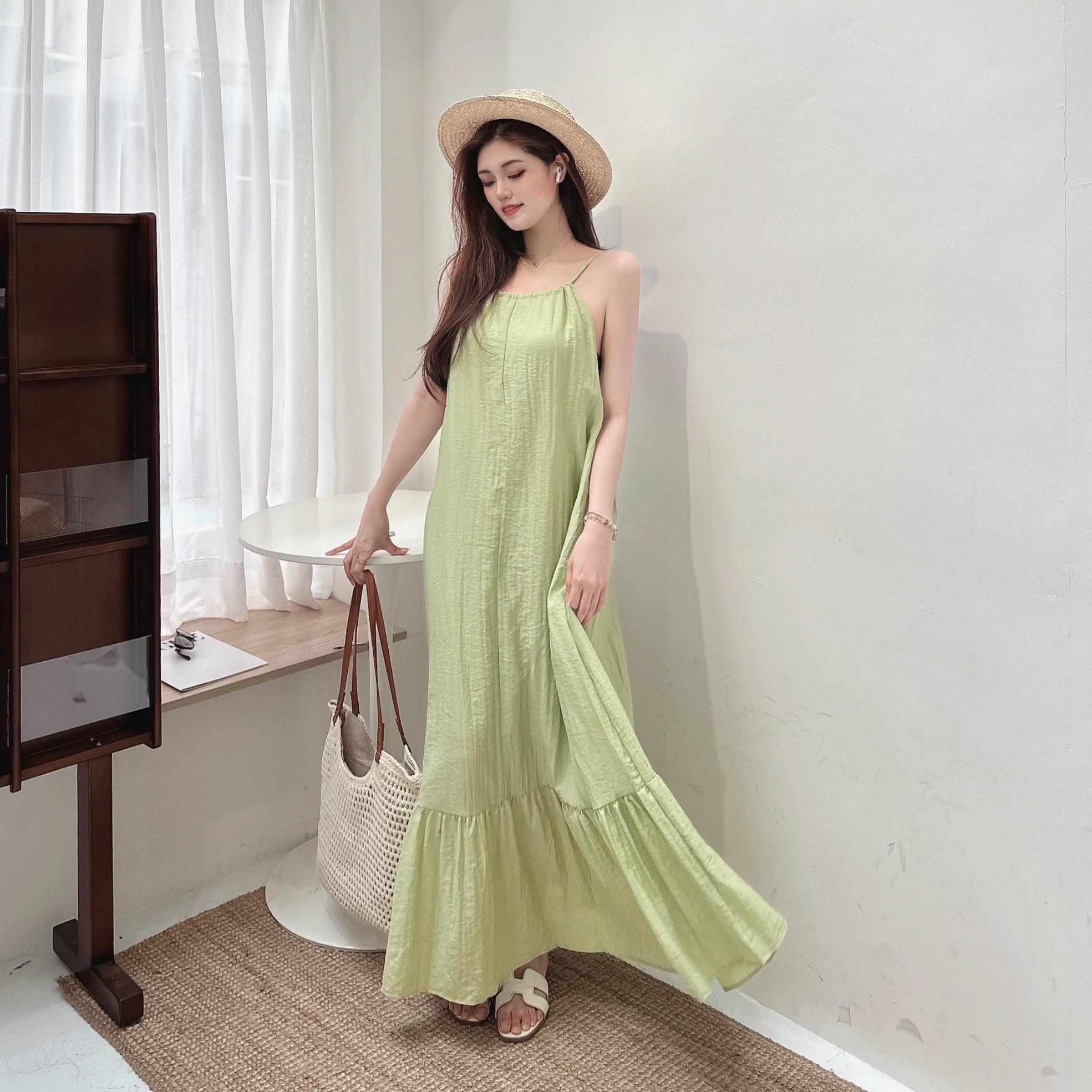 布拉格仙氣皺皺綁肩洋裝/三色