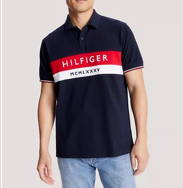 Tommy Hilfiger 雙色橫條字母 Polo衫 短袖上衣