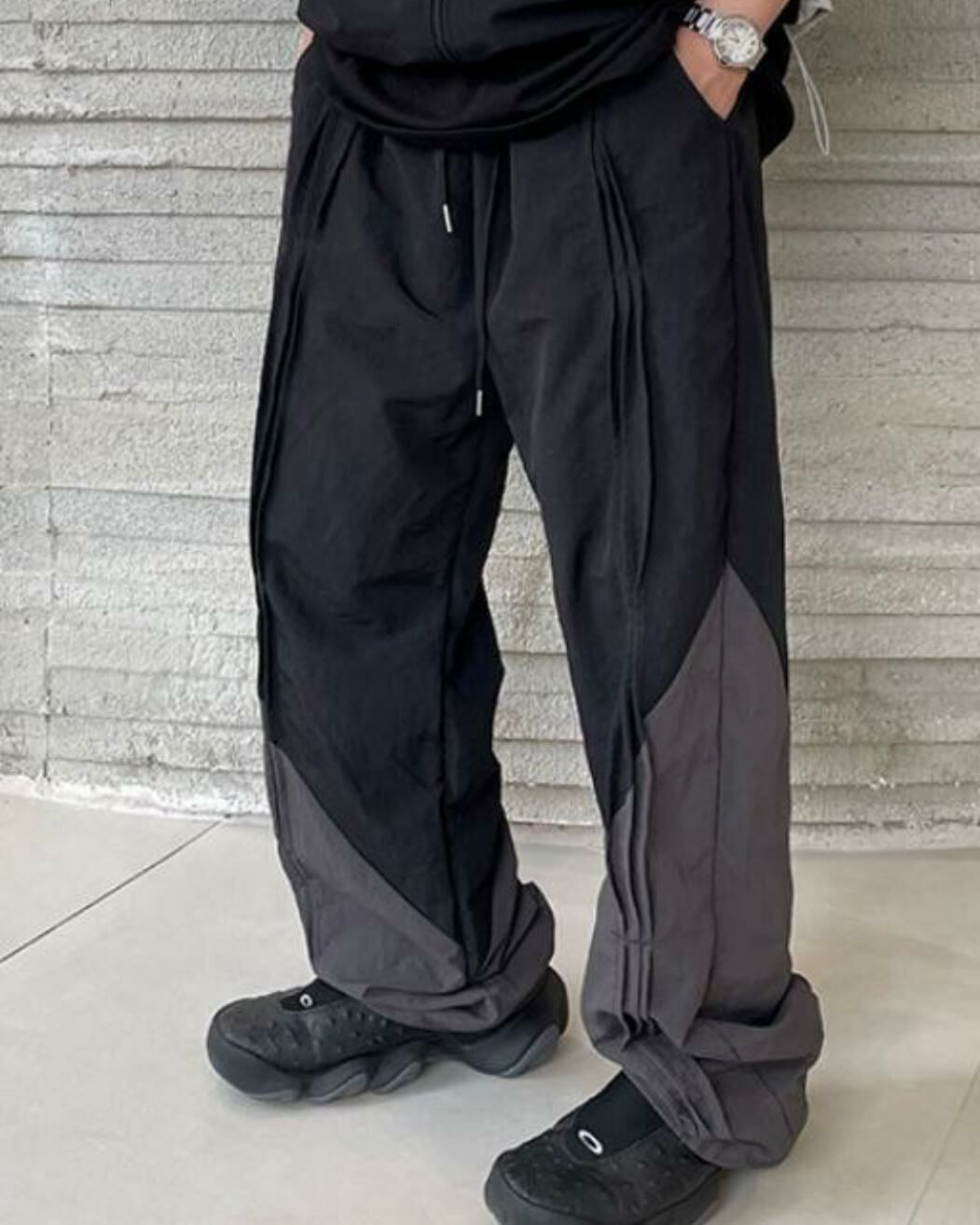 拼色可束腳鬆身褲 EASY-019P