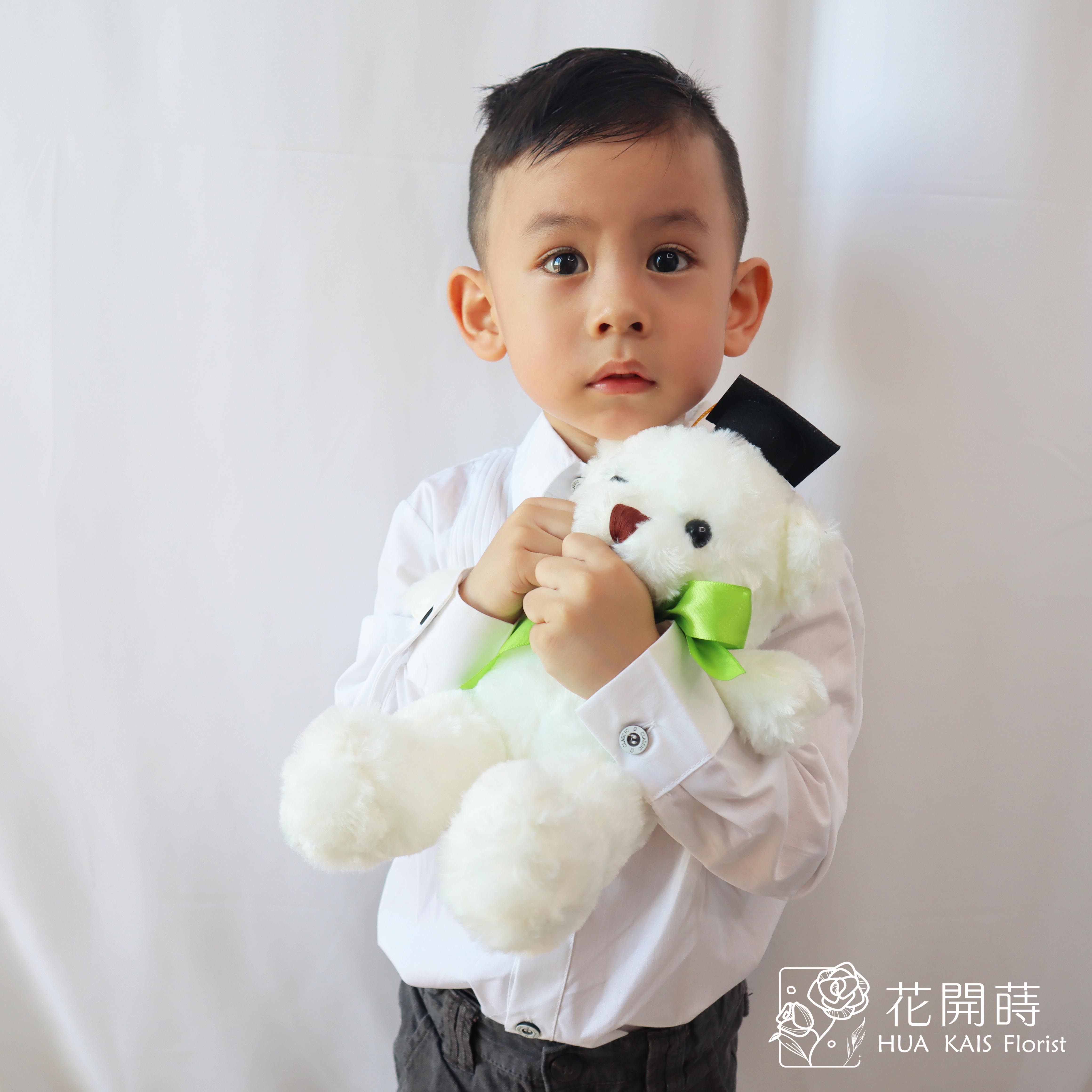 畢業熊花束|袋裝畢業學士熊黃色太陽花束|單支花束|畢業熊|學士熊|畢業禮物|