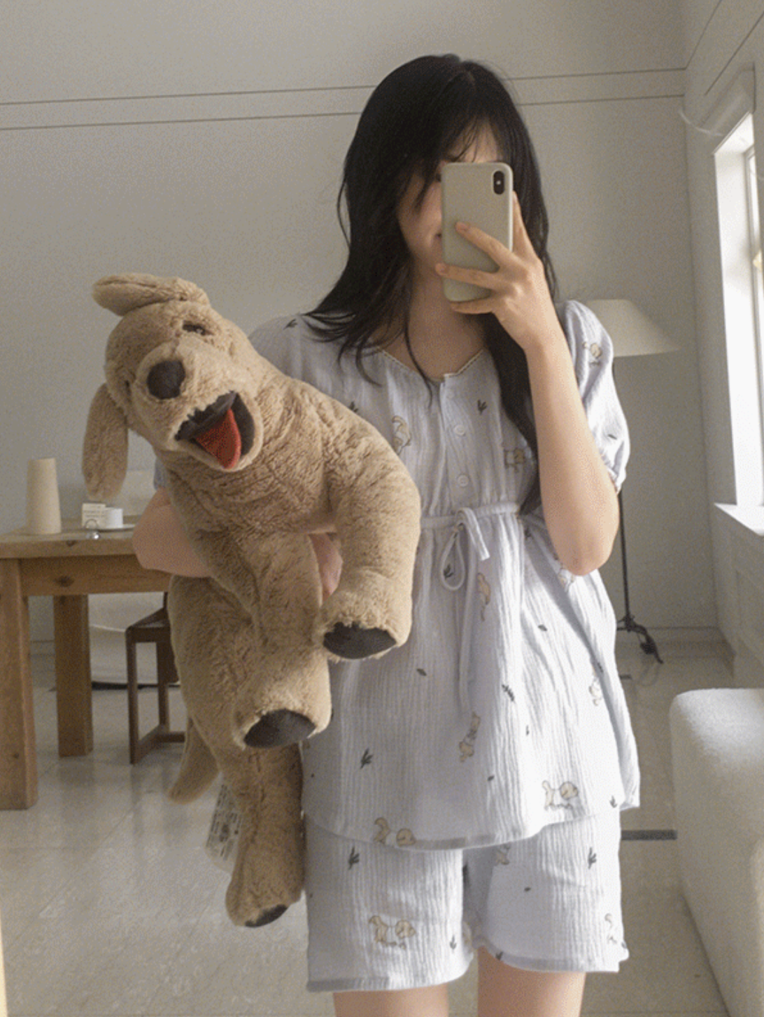 預訂｜Juuneedu Romantic Mocha Cotton Short Sleeve Pajama Set (2 COLOR)