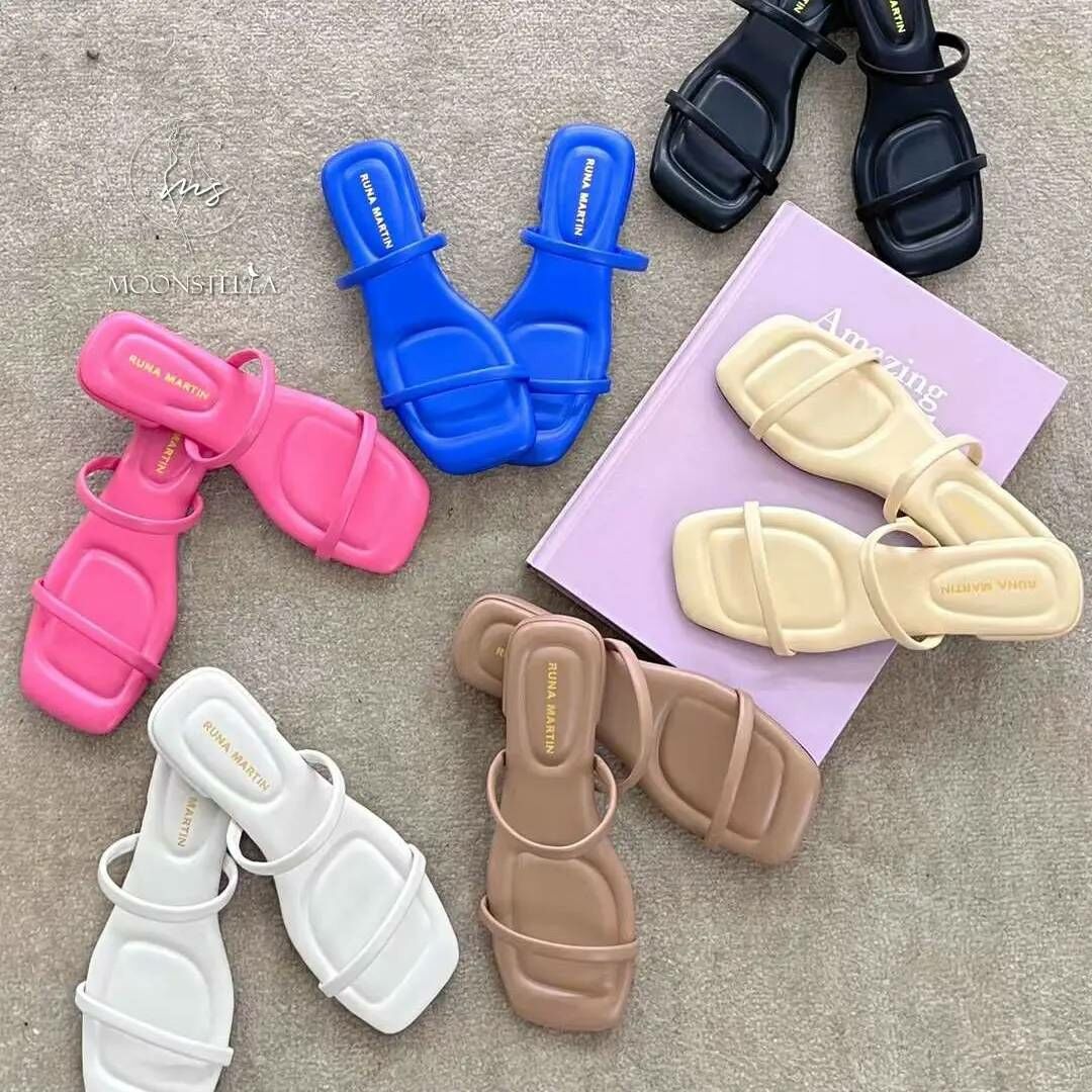 韓版繽紛馬卡龍線條拖鞋