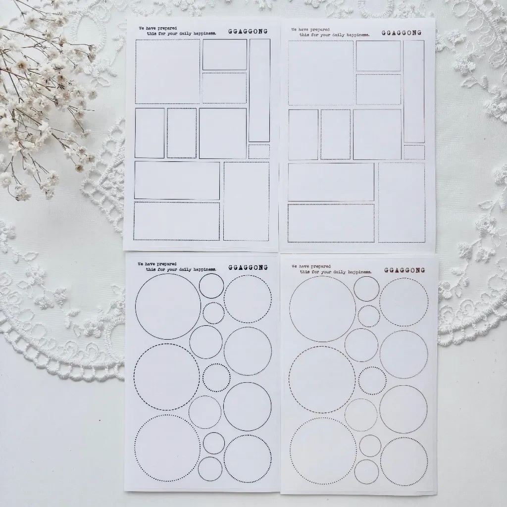韓國 ggaggong．點線成方圓 霧面PET貼紙包 方形/圓形