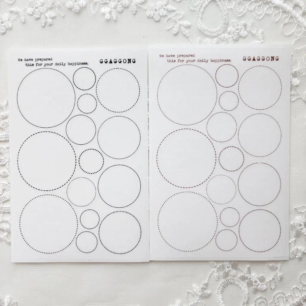 韓國 ggaggong．點線成方圓 霧面PET貼紙包 方形/圓形