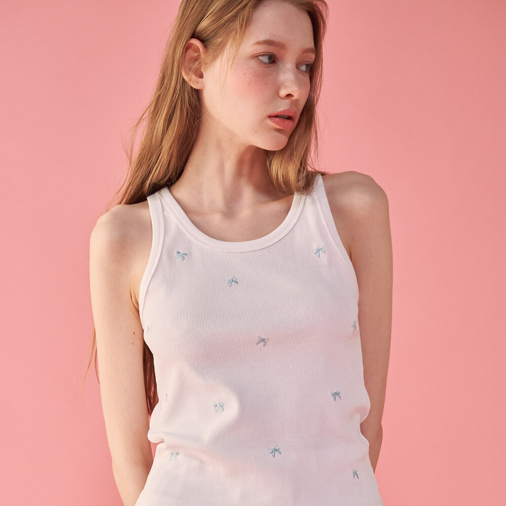 RONRON RIBBON PATTERN SLEEVELESS