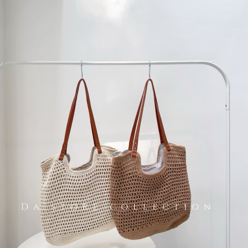 夏日大容量編織草編包/兩色