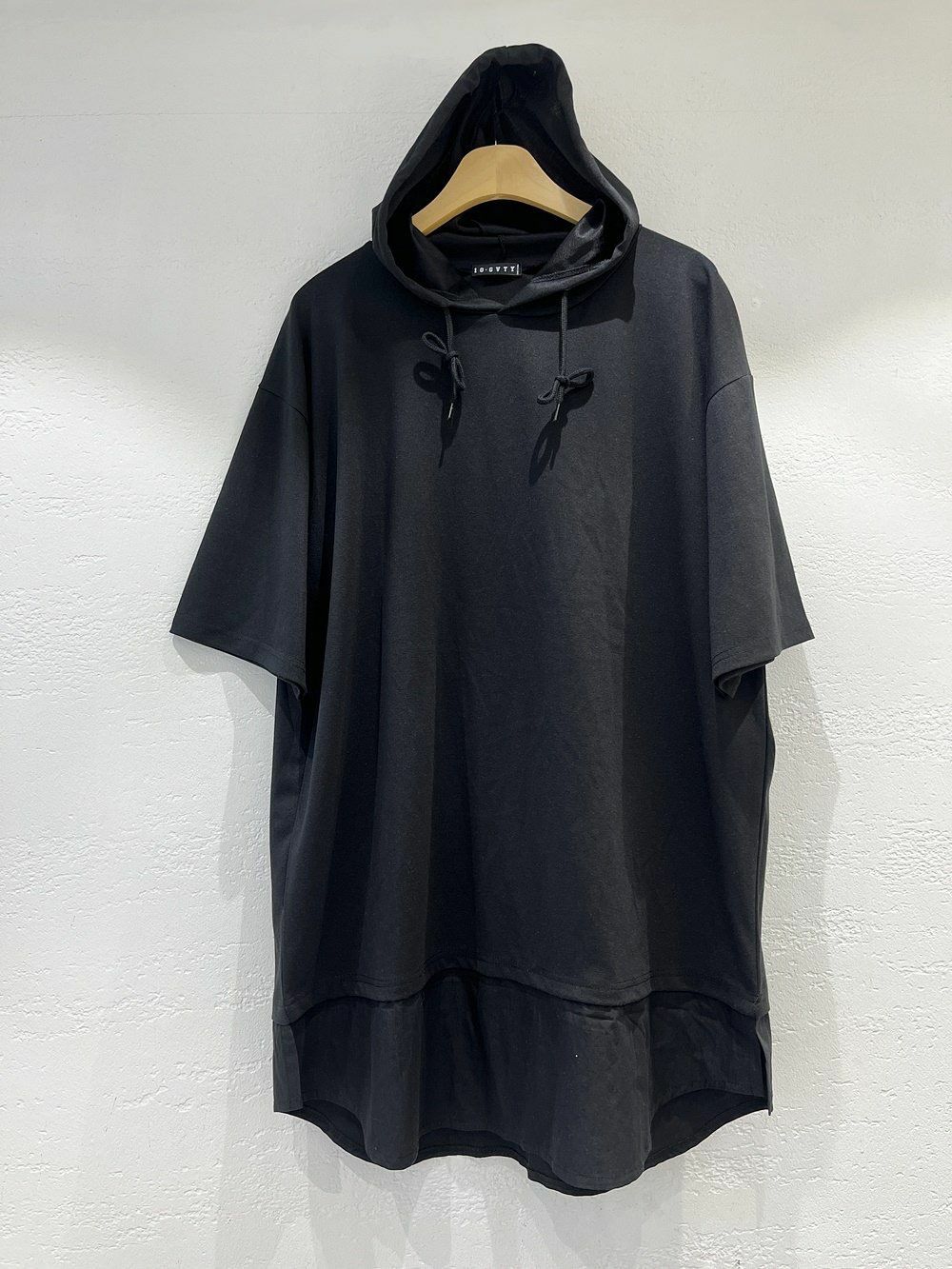 淨色假兩件連帽短袖Tee 10.GVTY-0127T