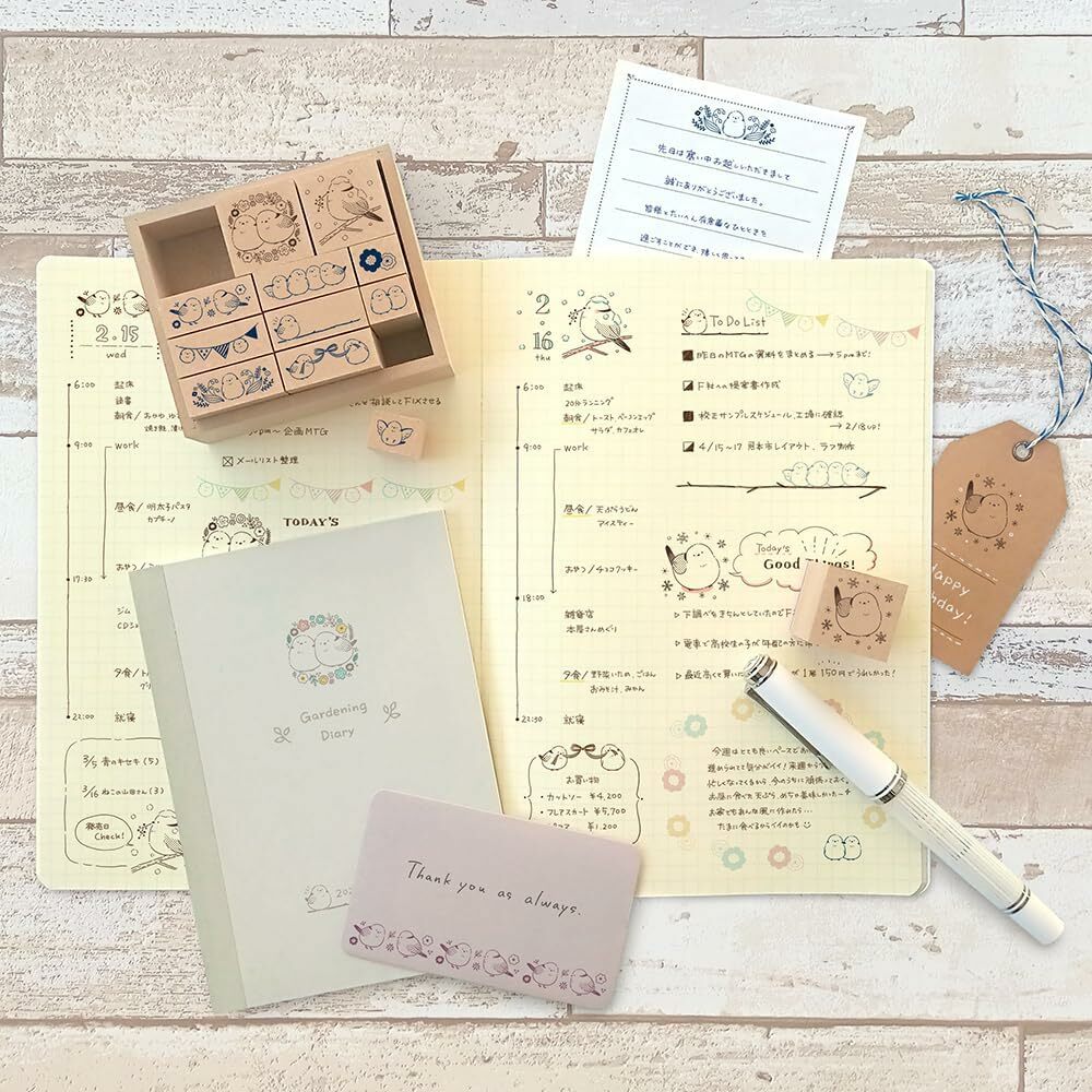 長尾山雀 12入木製印章｜日本Beverly