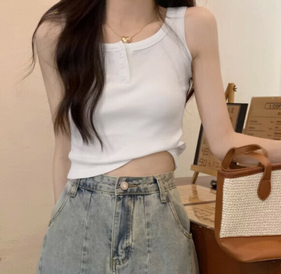 Summer threaded knitted vest (white) [Size: S-XL] [Contact customer service to confirm the shipping size after placing an order]