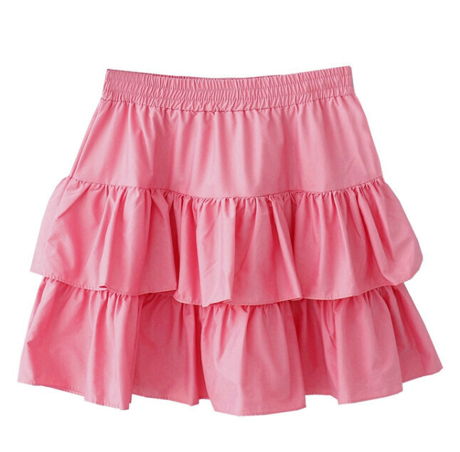 Hot Selling Ruffle Cake Skirt [Rose Red] [Size]