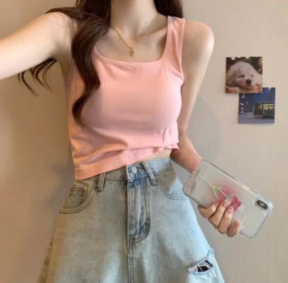 Summer wide-brimmed vest (pink) [Size: S-L] [Contact customer service to confirm the shipping size after placing an order]