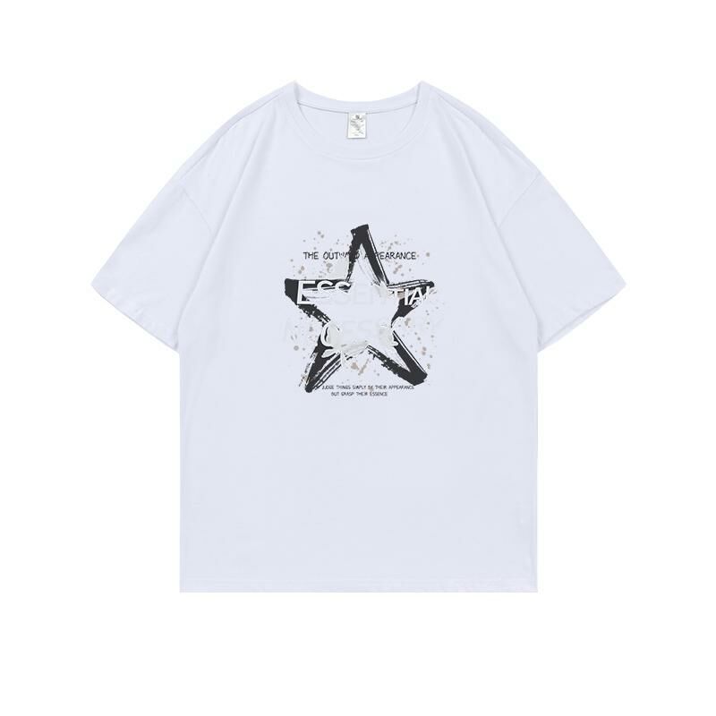 Loose short-sleeved T-shirt (S-4XL white) [Please contact customer service to confirm the shipping size after placing an order] 