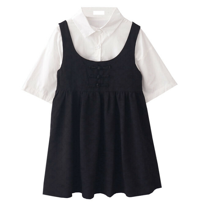 Hot selling embossed dress + Polo collar shirt [Black] [Size-L] (please contact customer service to confirm the delivery size after placing the order)