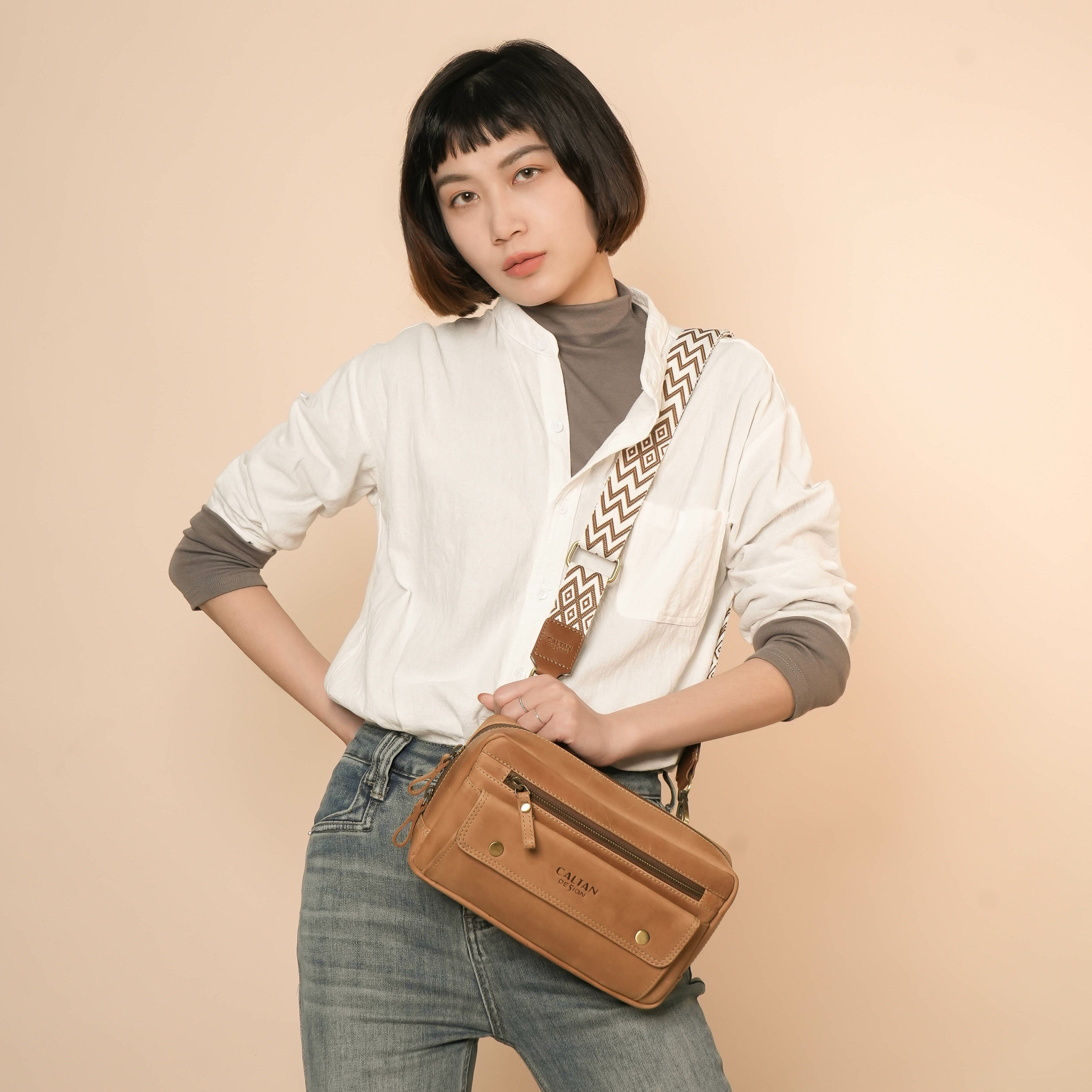 菱格圖騰可拆式帆布背帶-兩色(239001.2背帶)