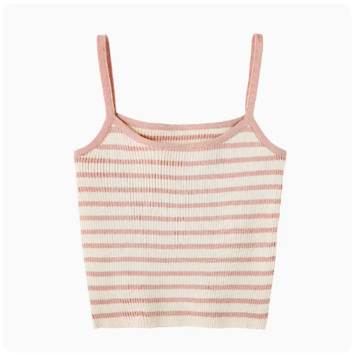 Knitted contrasting stripes worn over a small camisole (vermicelli) (one size)