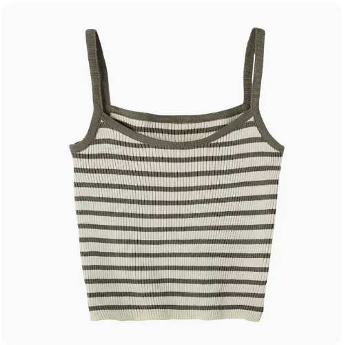 Knitted contrasting stripes wear a small camisole (card strip) (one size)