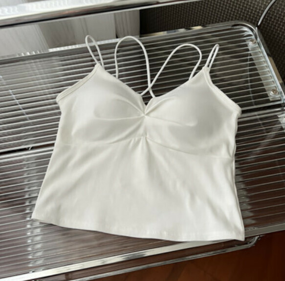 Summer Vest with Chest Pleats (White) [One Size]
