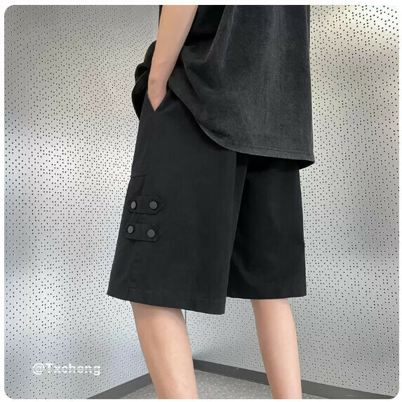 熱賣寬鬆運動短褲男（黑色【M_5XL碼】（下單後聯繫客服確認發貨尺碼））