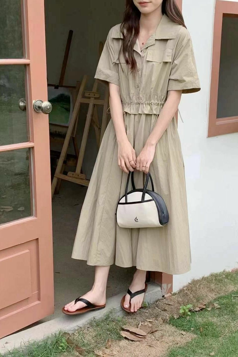 OP#14360 🤎索索兩層腰連身裙