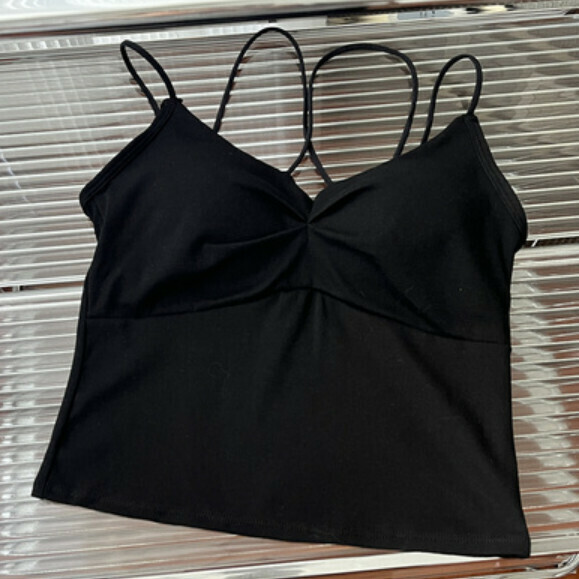 Summer Vest with Chest Pleats (Black) [One Size]