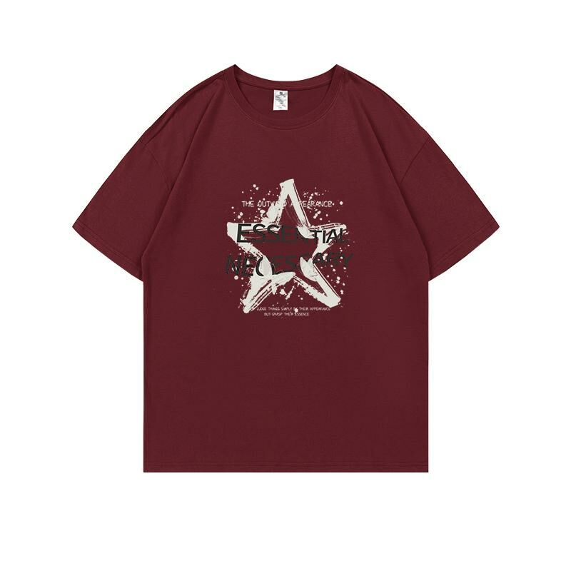 Loose short-sleeved T-shirt (S-4XL burgundy) [Please contact customer service to confirm the shipping size after placing an order] 