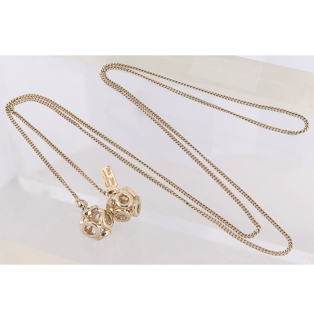 【Salvatore Ferragamo】Logo 立體雙球非閉口掛式項鍊(銀色) SF42000002