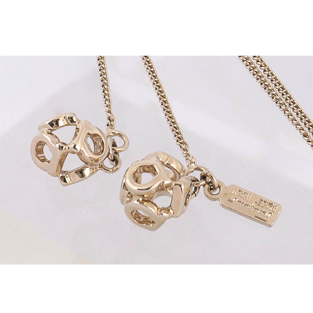 【Salvatore Ferragamo】Logo 立體雙球非閉口掛式項鍊(銀色) SF42000002