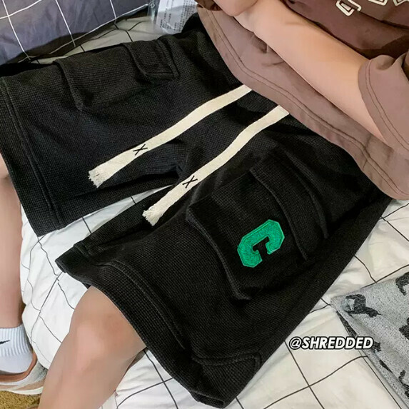 新款寬鬆運動短褲男（黑色1【M_5XL碼】（下單後聯繫客服確認發貨尺碼））