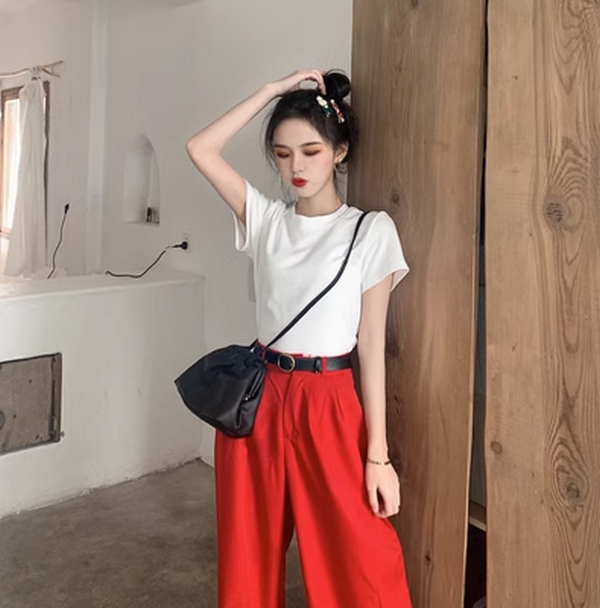 Basic Solid Color Short Sleeve T-Shirt Women's Top (White) (Size: One Size)