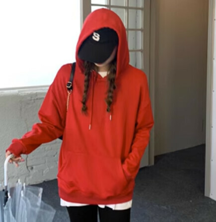 熱賣純色女衛衣（紅色連帽 XS-3XL下單後聯絡客服確認發貨尺碼）#