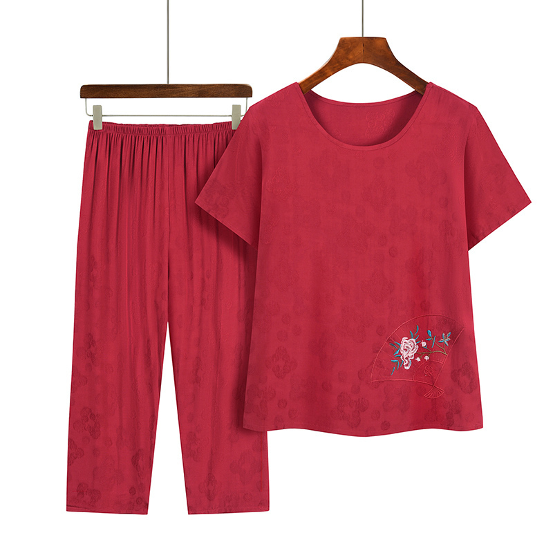 Seniors short sleeve set (XL-4XL 4 red) [Please contact customer service to confirm the shipping size after placing an order]