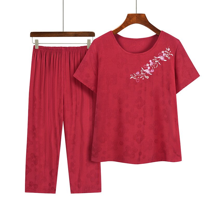Seniors short sleeve set (XL-4XL size 5 red) [Please contact customer service to confirm the shipping size after placing an order]