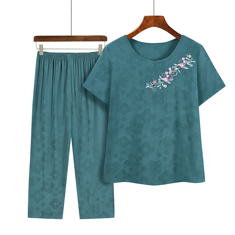 Seniors short-sleeved set (XL-4XL size 5 lake blue) [After placing an order, please contact customer service to confirm the shipping size]