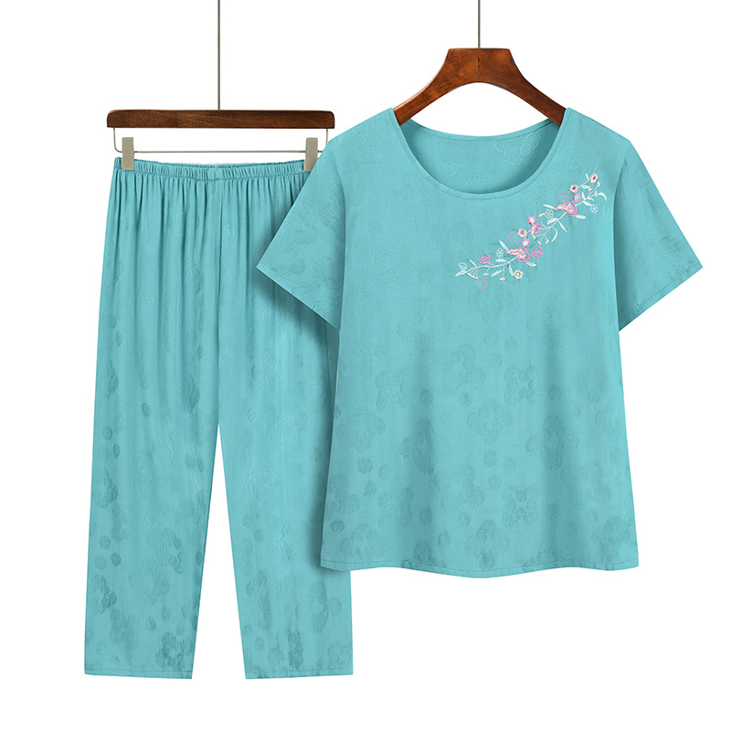 Seniors Short Sleeve Set (XL-4XL 5 Sky Blue) [Please contact customer service to confirm the shipping size after placing an order]