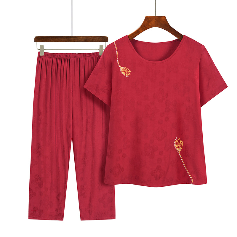 Seniors Short Sleeve Set (XL-4XL 6 Reds) [Please contact customer service to confirm the shipping size after placing an order]