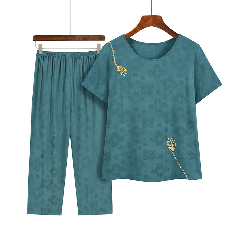 Seniors short-sleeved set (XL-4XL size 6 lake blue) [After placing an order, please contact customer service to confirm the shipping size]