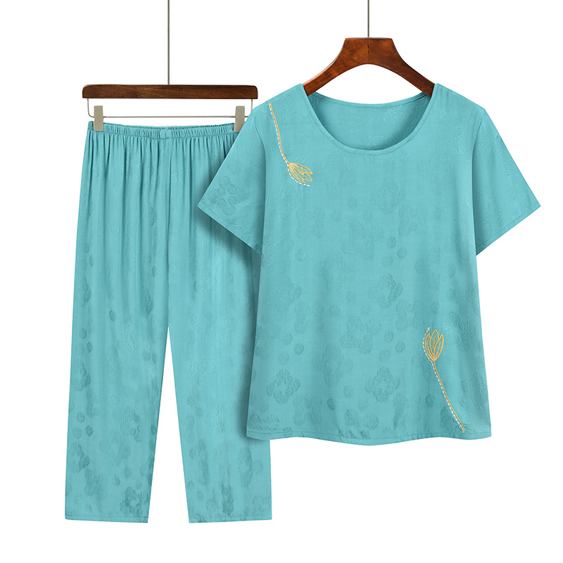 Seniors Short Sleeve Set (XL-4XL 6 Sky Blue) [Please contact customer service to confirm the shipping size after placing an order]