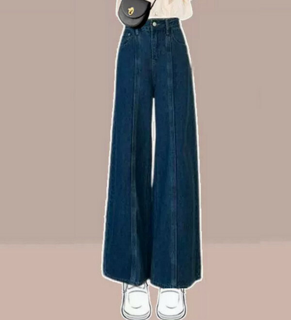 Denim Wide-Leg Pants (Blue) (M-4XL) (Contact customer service to confirm size after placing an order) #