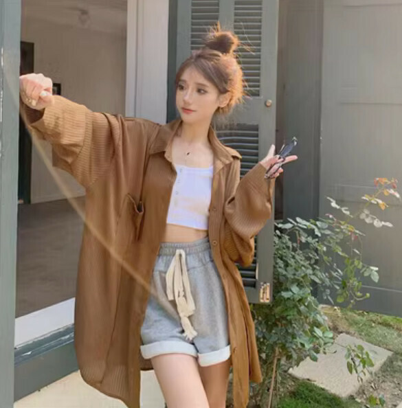 Summer loose mid-length shirt (card color) [Size: M-XL] [Contact customer service to confirm the shipping size after placing an order]