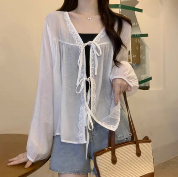 Summer thin loose shirt (white) [Size: S-XL] [Contact customer service to confirm the shipping size after placing an order]